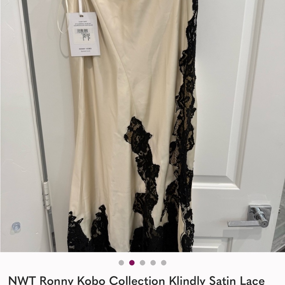 Ronny Kobo Collection Klindly satin lace Cream and Black Maxi Skirt - Picture 5 of 9